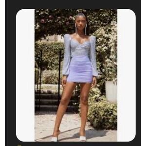 House of‎ CB London Aubrey Skirt Ruched Lilac Pencil Bodycon Party Size Medium